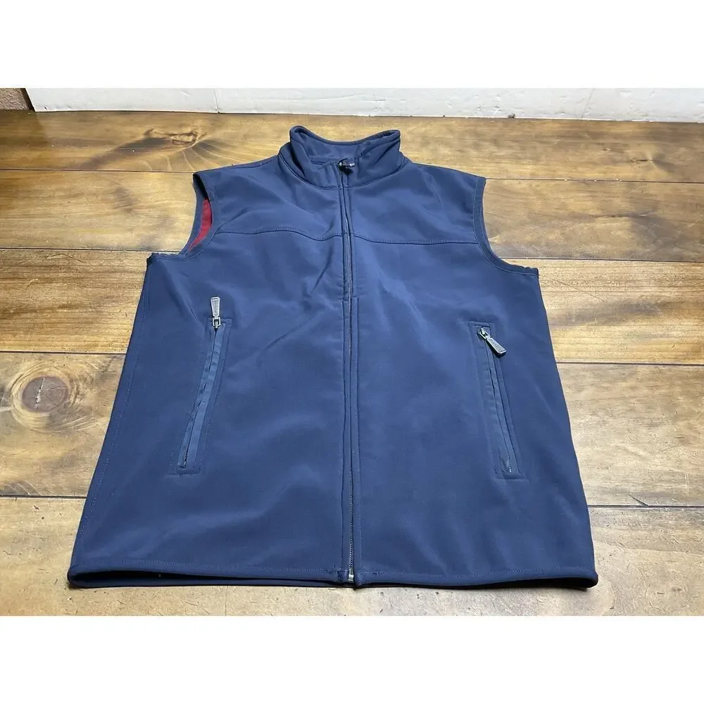 Brooks Brothers Mens S Full Zip Golf Vest Blue Fleece Lined Soft Shell Stretch
